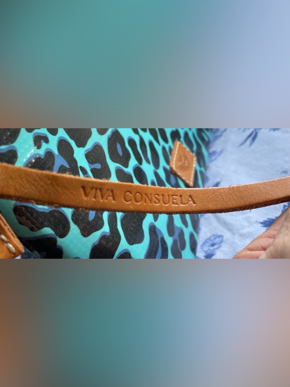 CONSUELA DOWNTOWN CROSSBODY BAG IN BLUE “JAG” LEOPARD PRINT - Picture 8 of 16